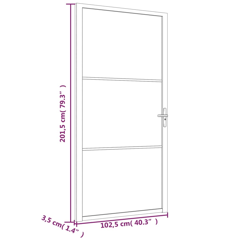 vidaXL Interior Door 102.5x201.5 cm Black ESG Glass and Aluminium