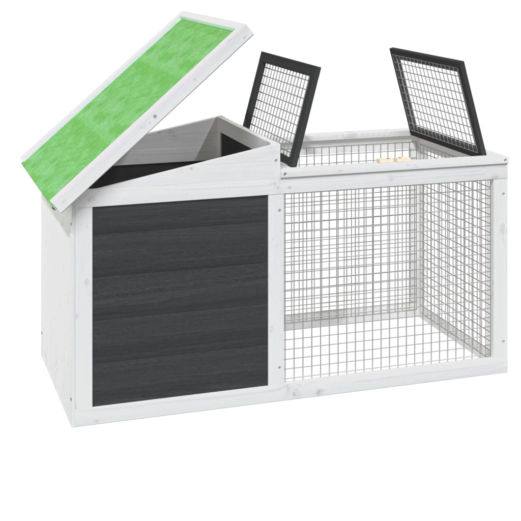vidaXL Rabbit Hutch Grey 100.5x54x55 cm Solid Wood Pine vidaXL.co.uk
