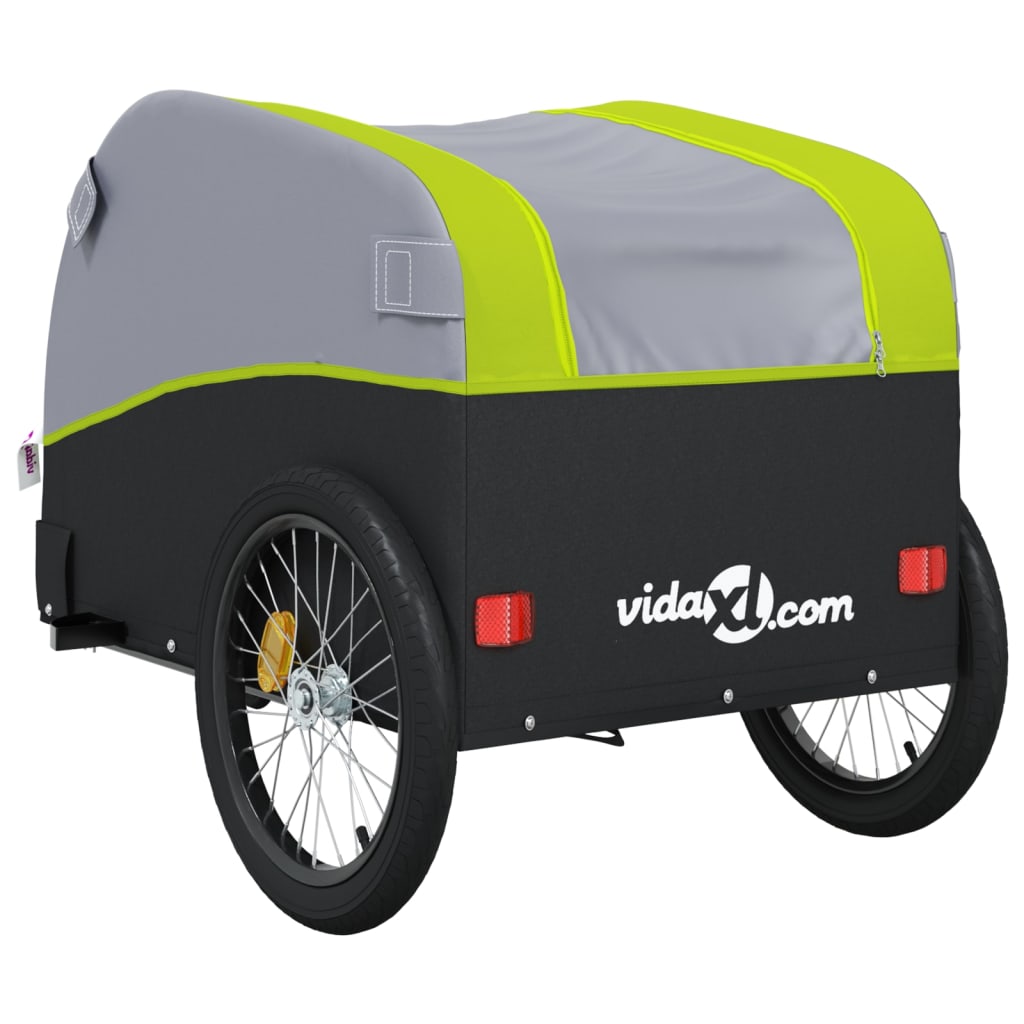 vidaXL Bike Trailer Black and Green 45 kg Iron