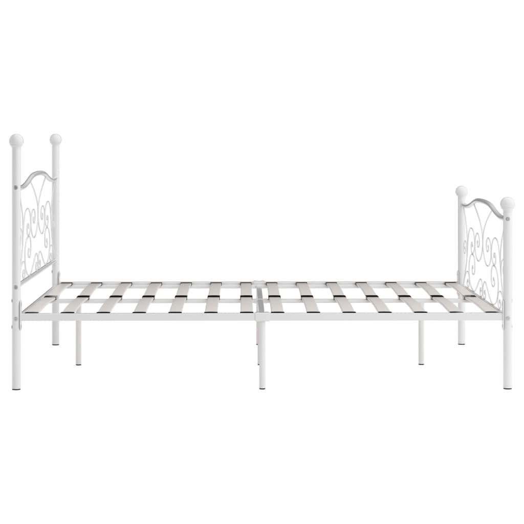 vidaXL Bed Frame with Slatted Base White Metal 160x200 cm
