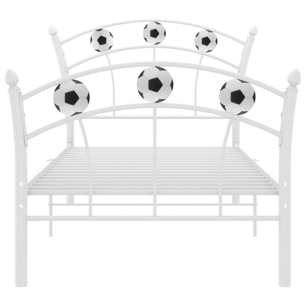 vidaXL Bed Frame with Football Design White Metal 90x200 cm