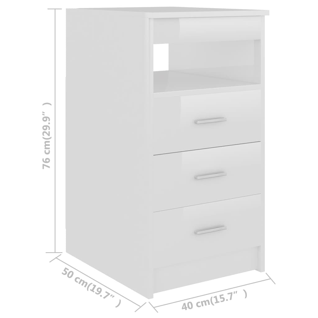vidaXL Drawer Cabinet High Gloss White 40x50x76 cm Engineered Wood