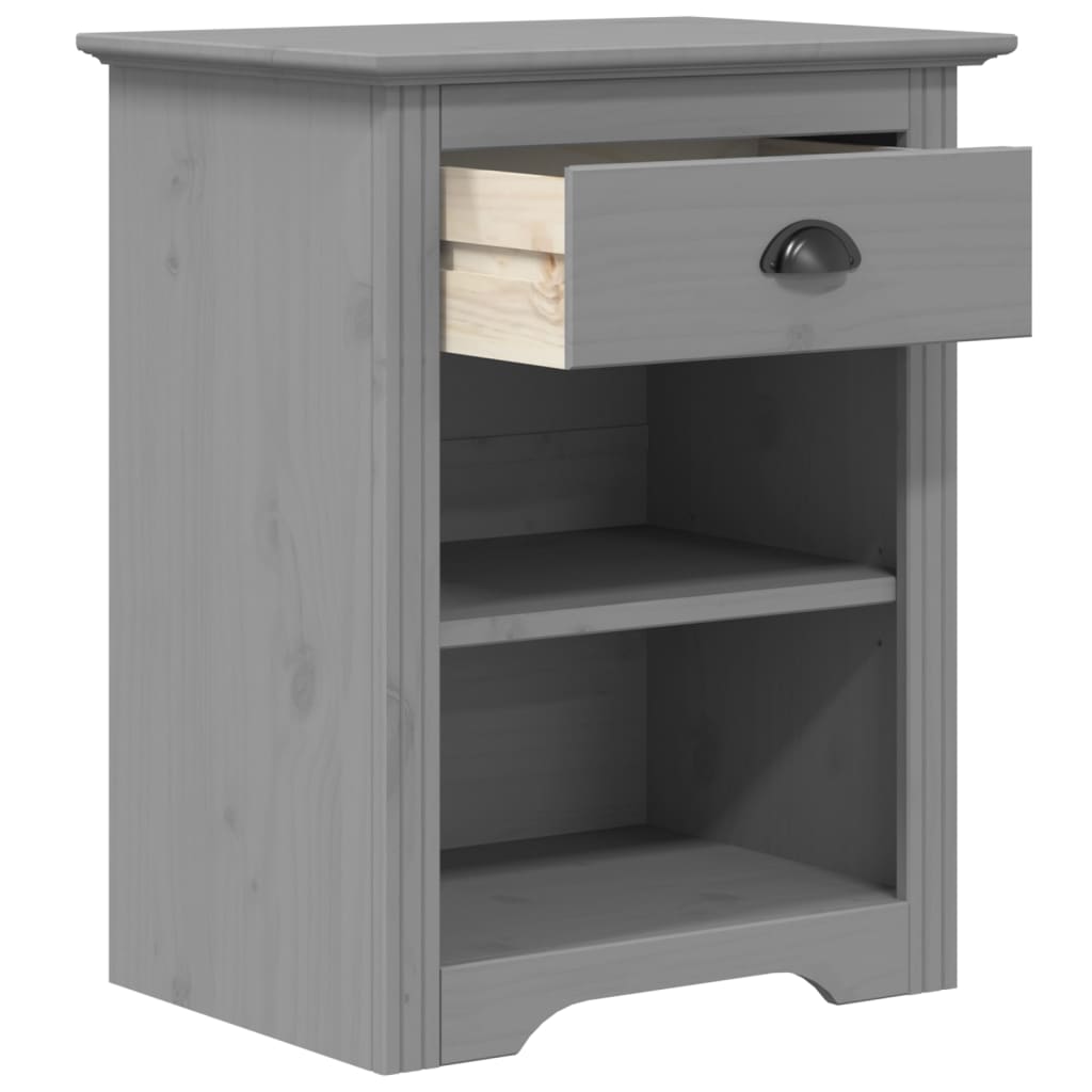 vidaXL Bedside Cabinet BODO Grey 53x38.5x66 cm Solid Wood Pine