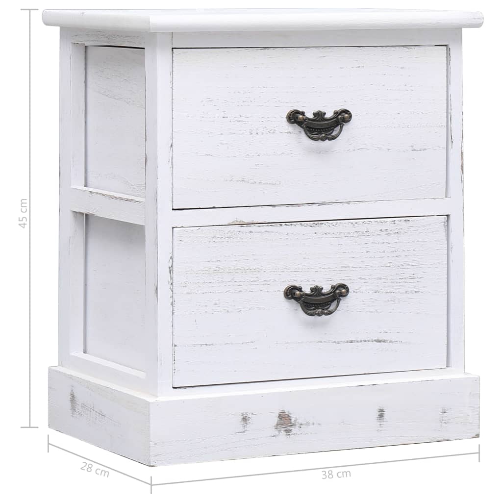 vidaXL Bedside Cabinet White 38x28x45 cm Paulownia Wood
