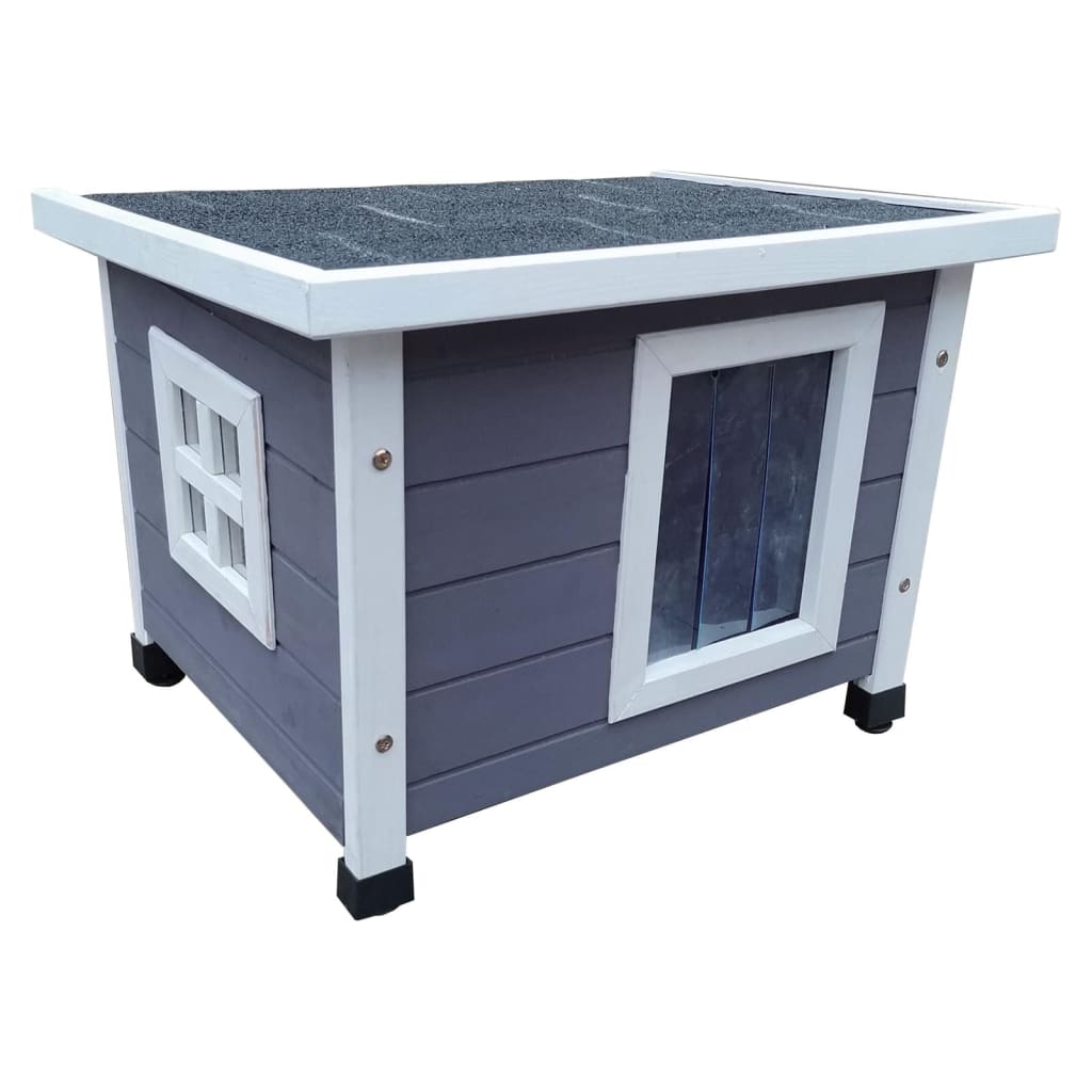 @Pet Outdoor Cat House XL 68.5x54x51.5 cm Wood Grey and White