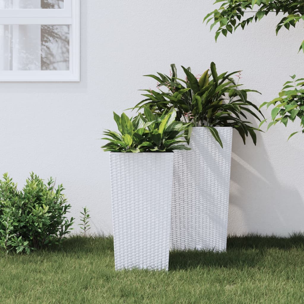 vidaXL Planter with Removable Inner White 11 / 26.5 L PP Rattan