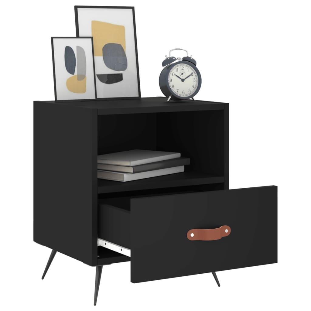 vidaXL Bedside Cabinets 2 pcs Black 40x35x47.5 cm Engineered Wood