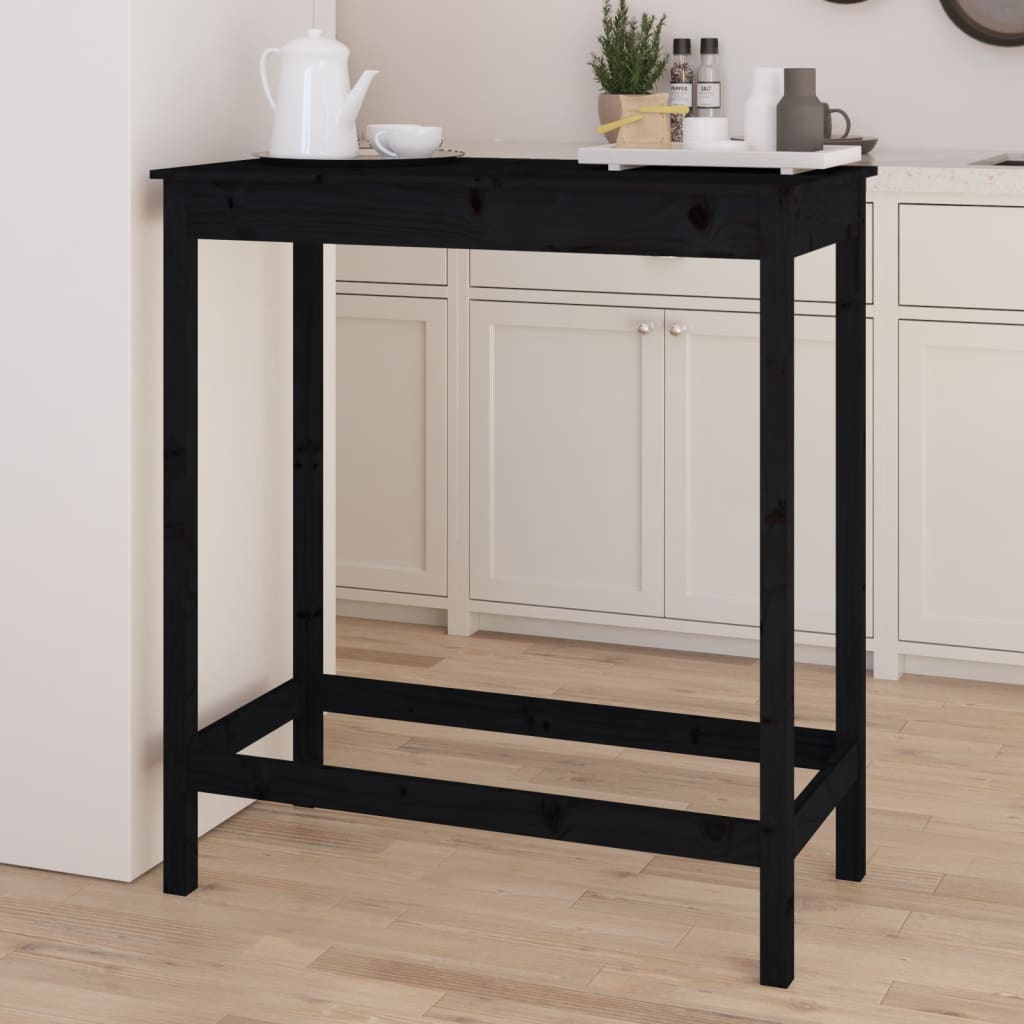 vidaXL Bar Table Black 100x50x110 cm Solid Wood Pine