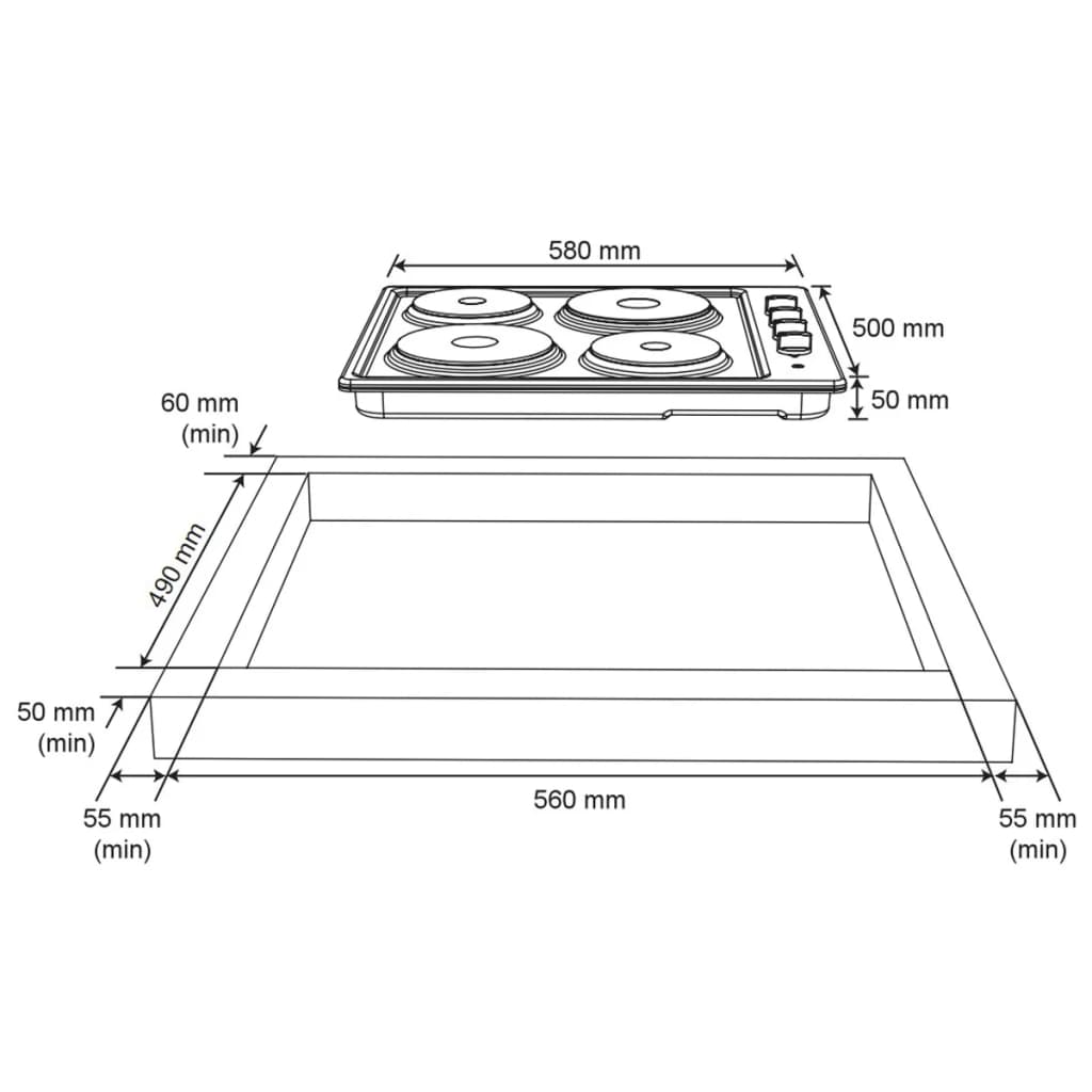 Built-in Electric Hot Plate Hob 4 Burner Stainless Steel