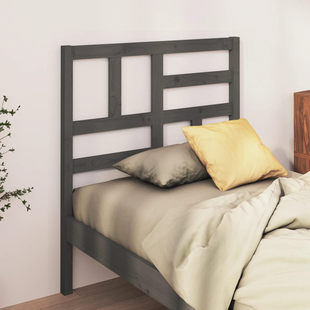 vidaXL Bed Headboard Grey 81x4x104 cm Solid Wood Pine