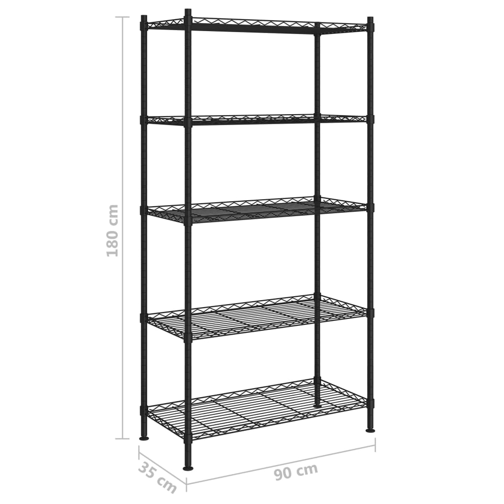 vidaXL 5-Tier Storage Shelf 90x35x180 cm Black 250 kg