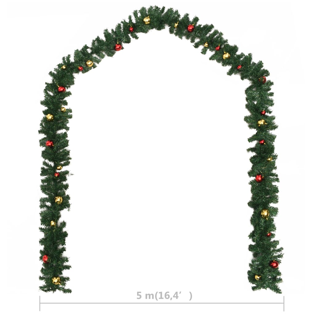 vidaXL Christmas Garland Decorated with Baubles 5 m