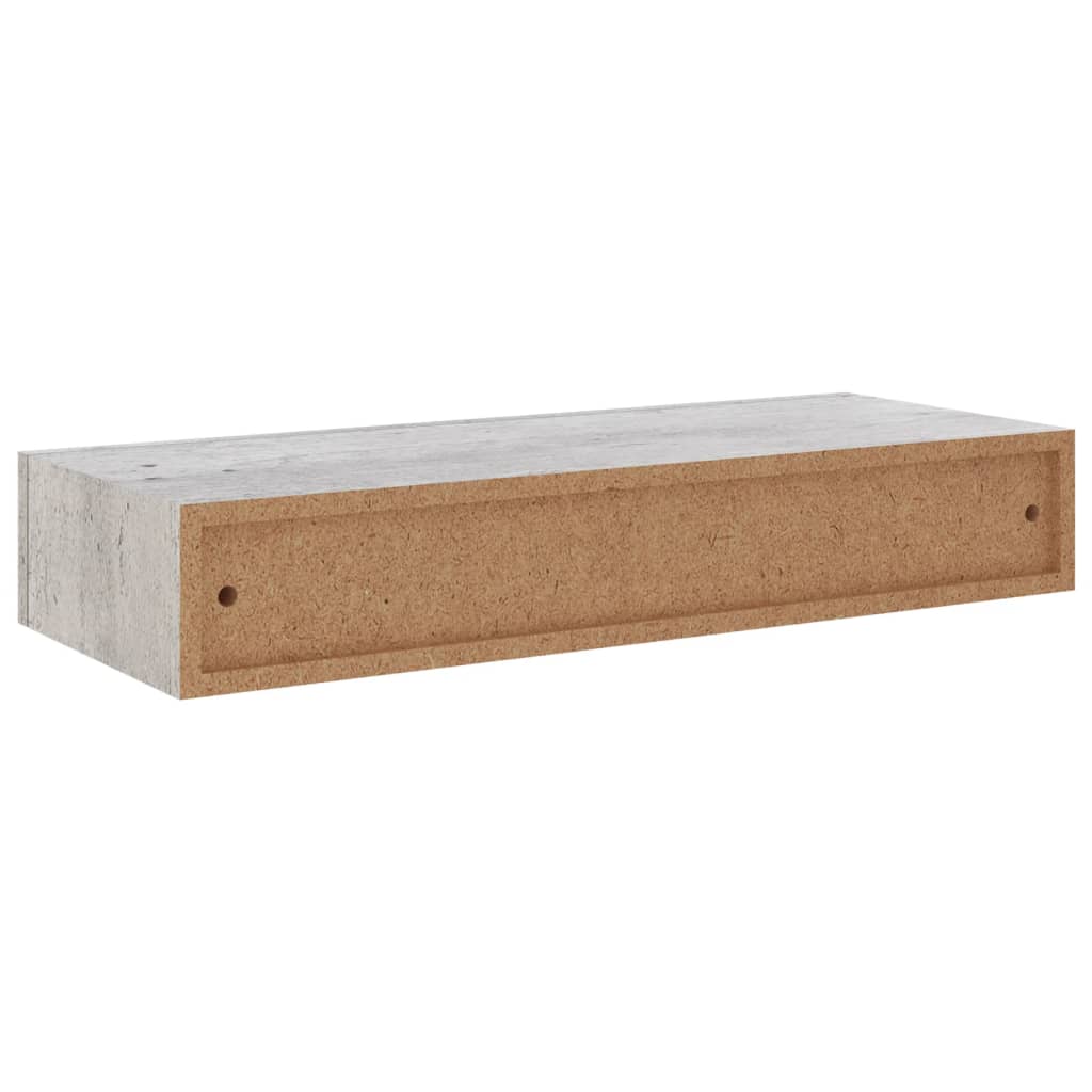 vidaXL Wall-mounted Drawer Shelf Concrete Grey 60x23.5x10cm MDF