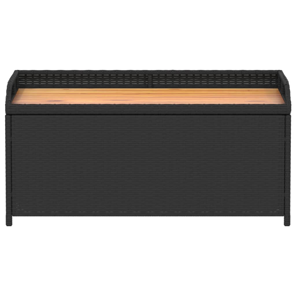 vidaXL Storage Bench Black 100x50x52 cm Poly Rattan and Acacia Wood