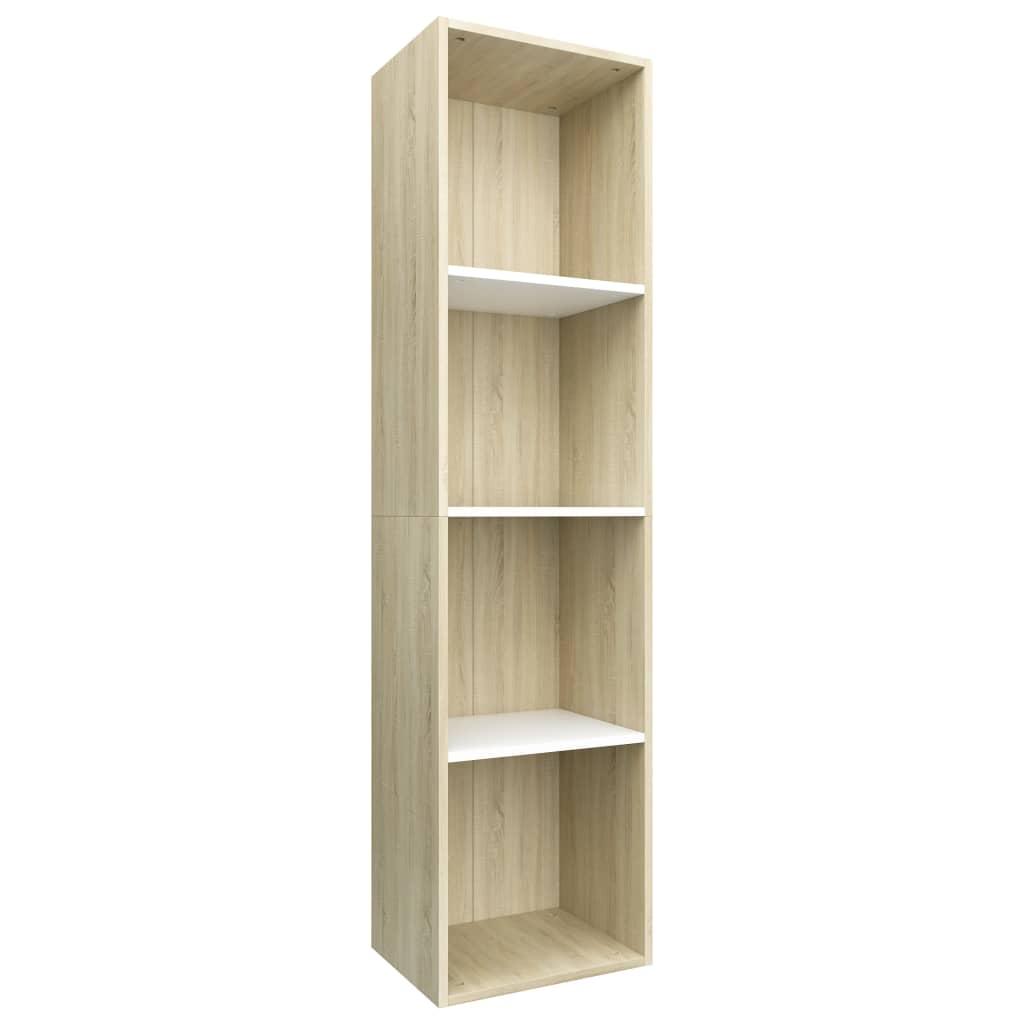 vidaXL Book Cabinet/TV Cabinet White and Sonoma Oak 36x30x114 cm Engineered Wood
