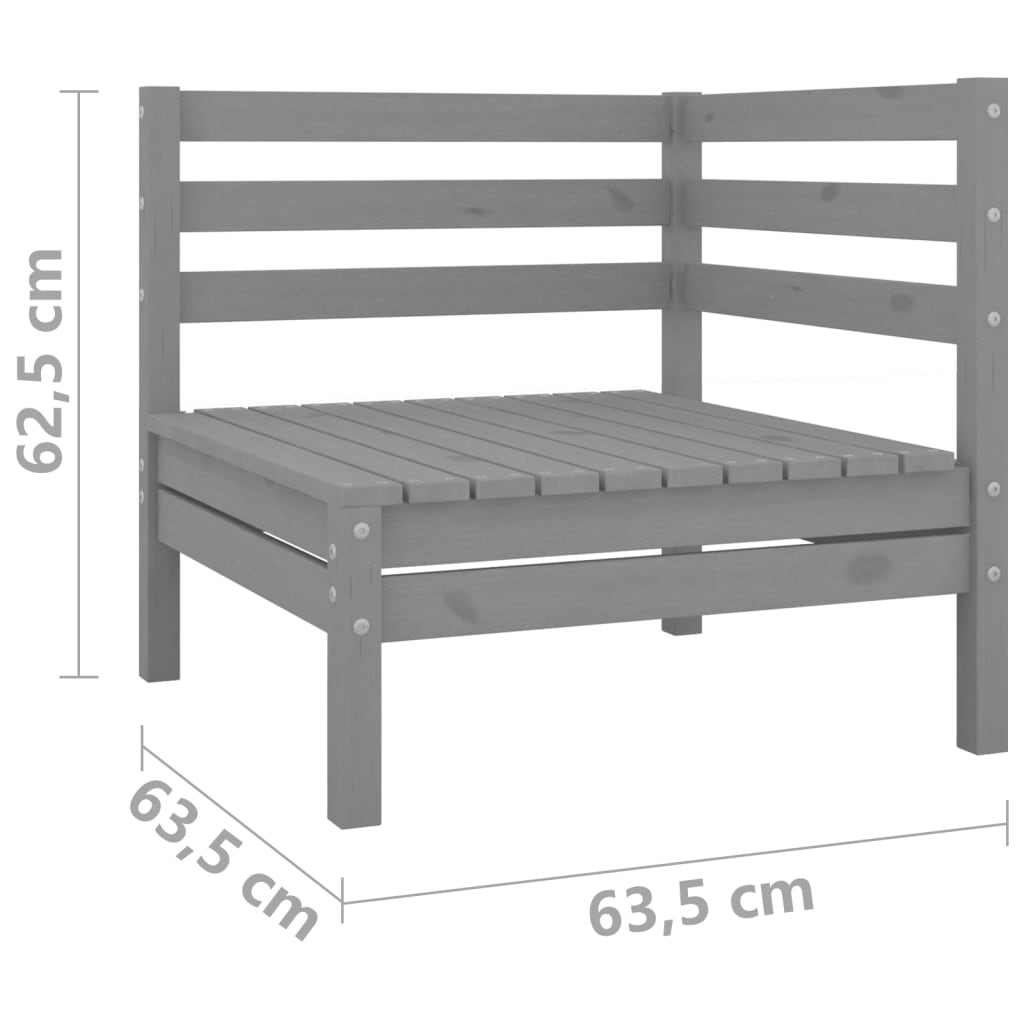 vidaXL Garden 2-Seater Sofa Grey Solid Pinewood