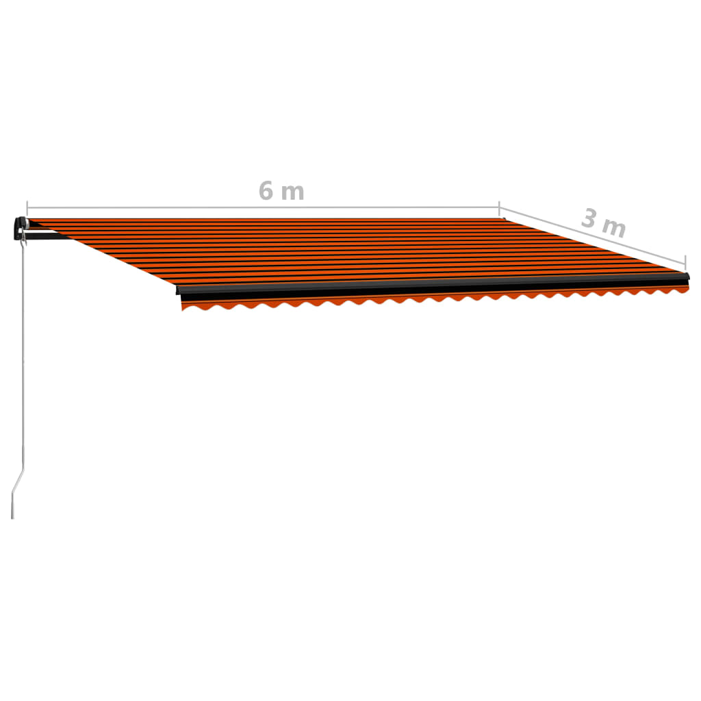 vidaXL Manual Retractable Awning 600x300 cm Orange and Brown