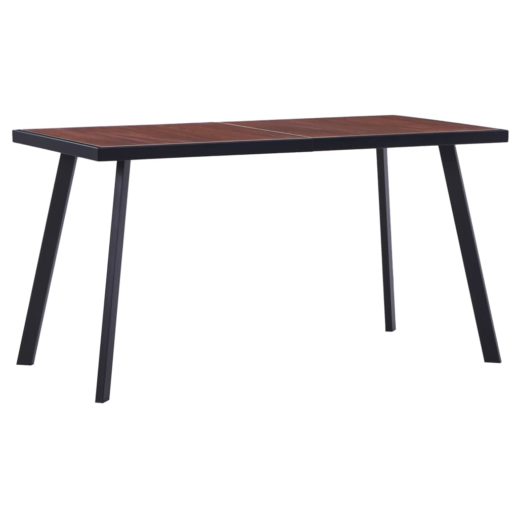 vidaXL Dining Table Dark Wood and Black 140x70x75 cm MDF