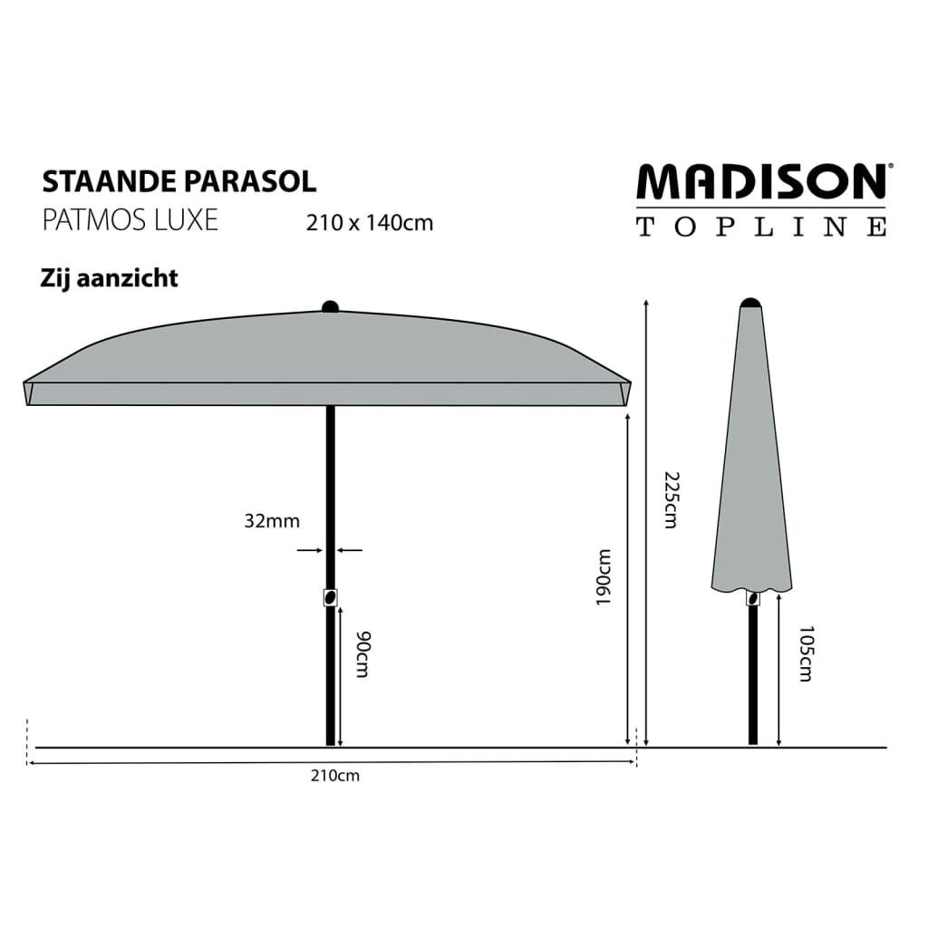 Madison Parasol Patmos Luxe Rectangle 210x140 cm Ecru