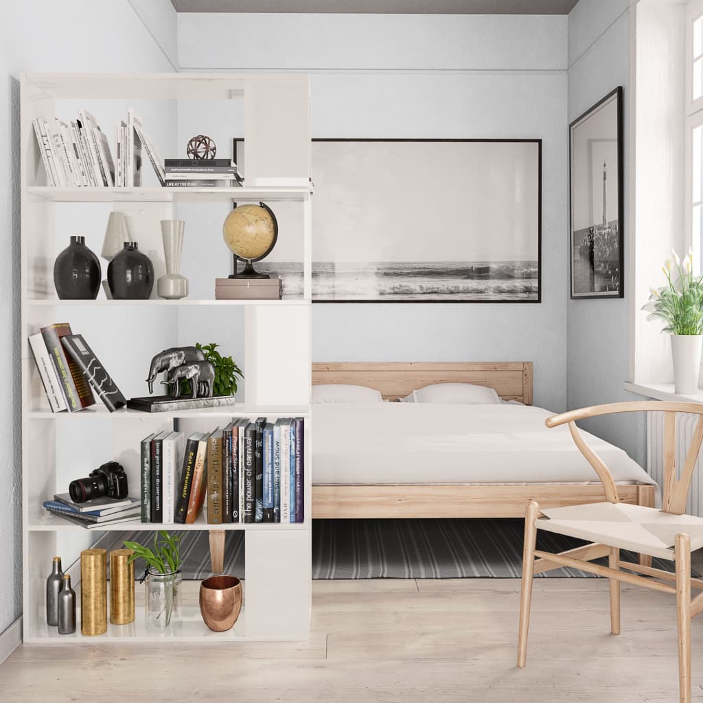 vidaXL Book Cabinet/Room Divider High Gloss White 80x24x159 cm Engineered Wood