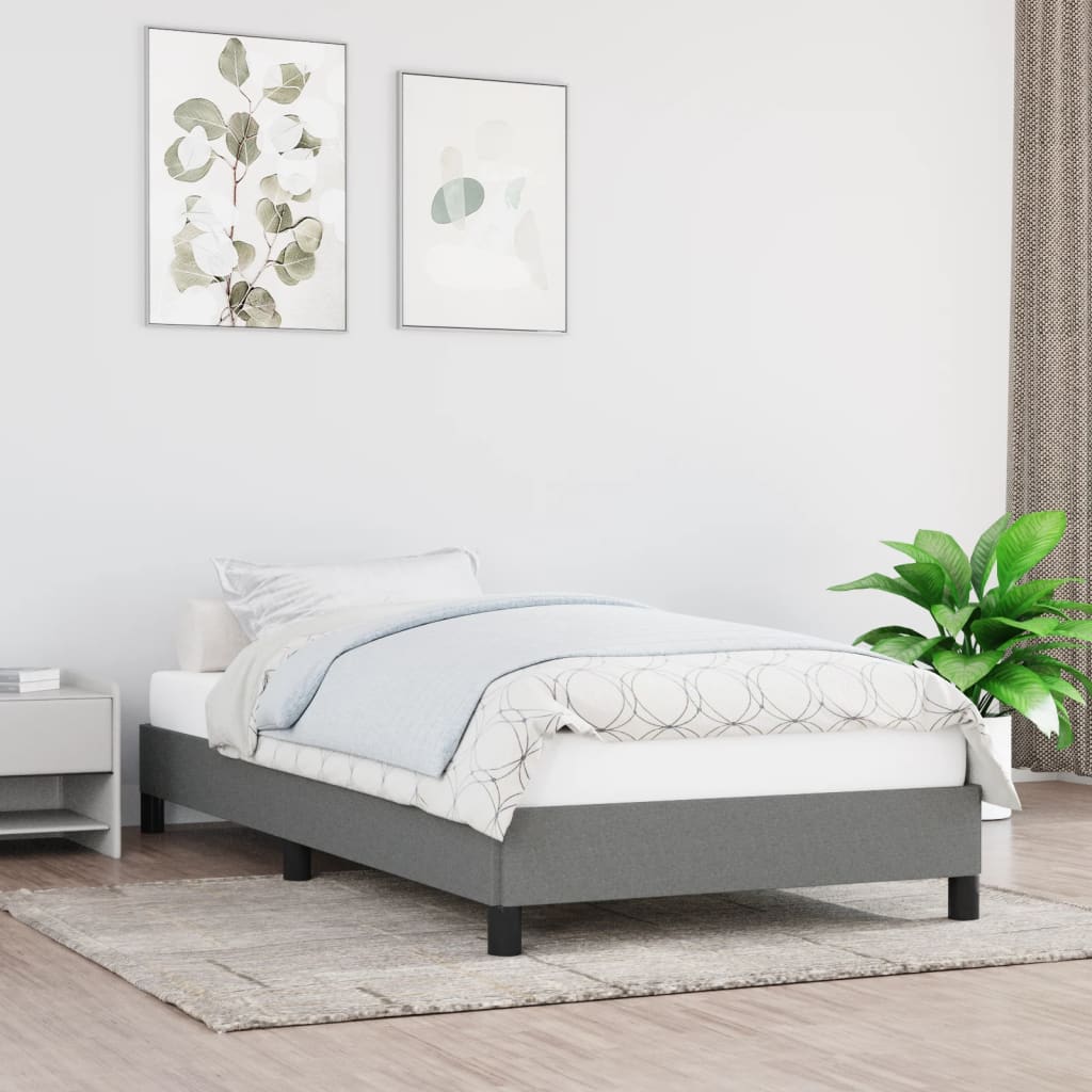 vidaXL Bed Frame Dark Grey 90x190 cm Single Fabric