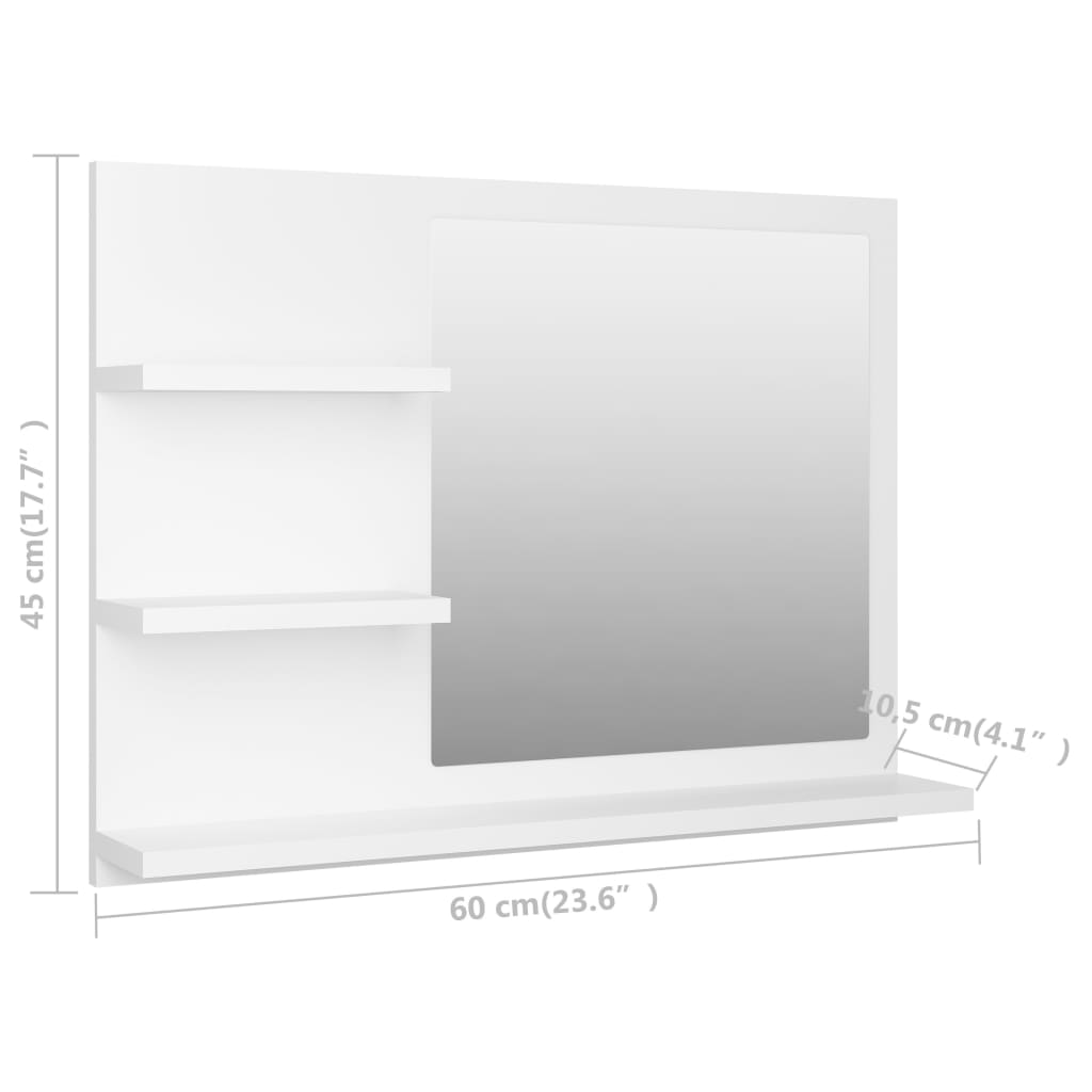 vidaXL Bathroom Mirror White 60x10.5x45 cm Engineered Wood