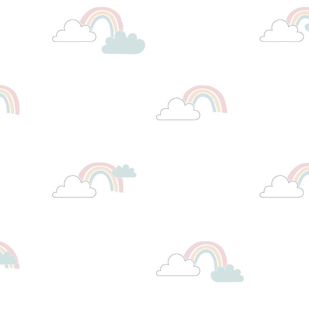 Noordwand Wallpaper Mondo baby Clouds White, Blue and Pink