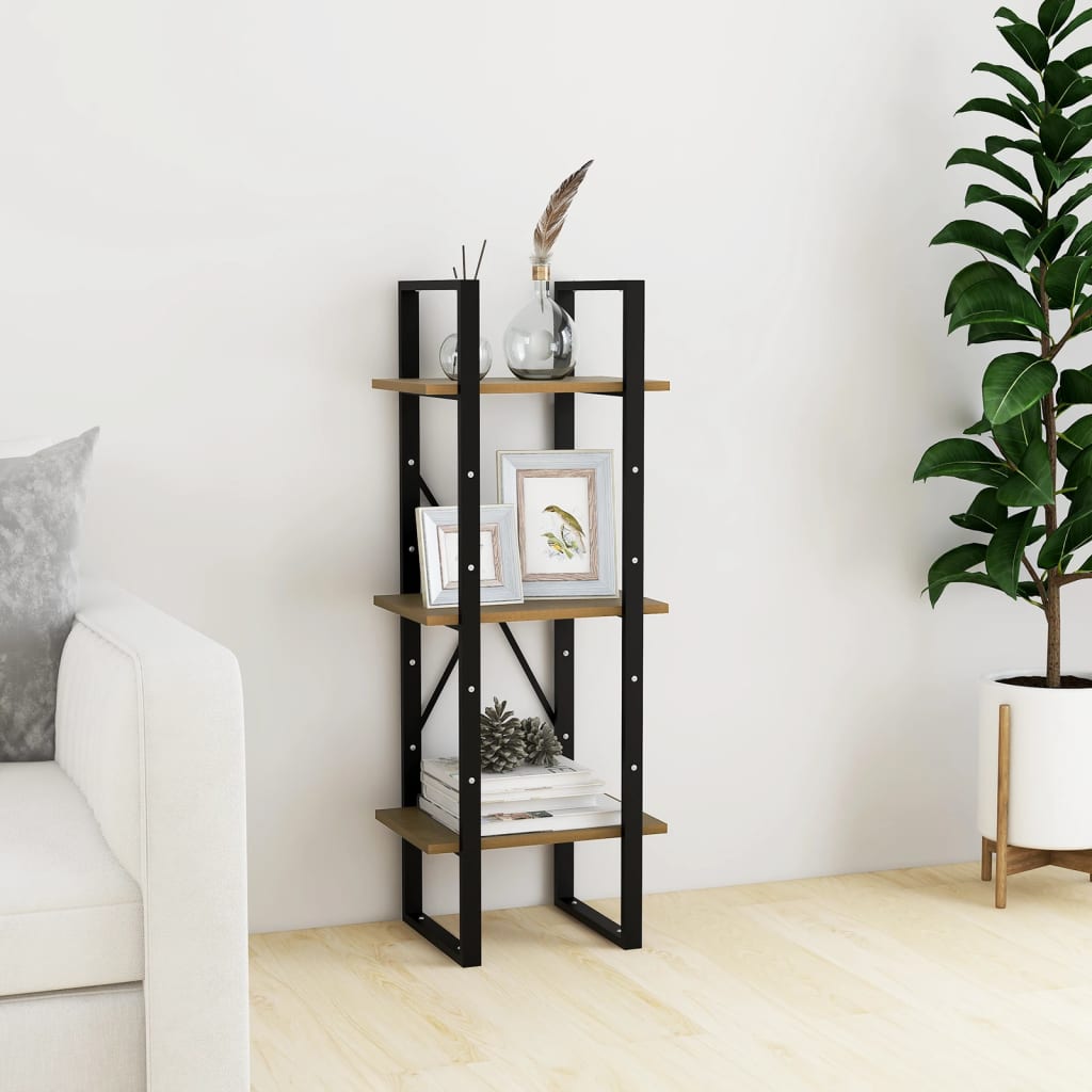 vidaXL 3-Tier Book Cabinet Honey Brown 40x30x105 cm Solid Pinewood