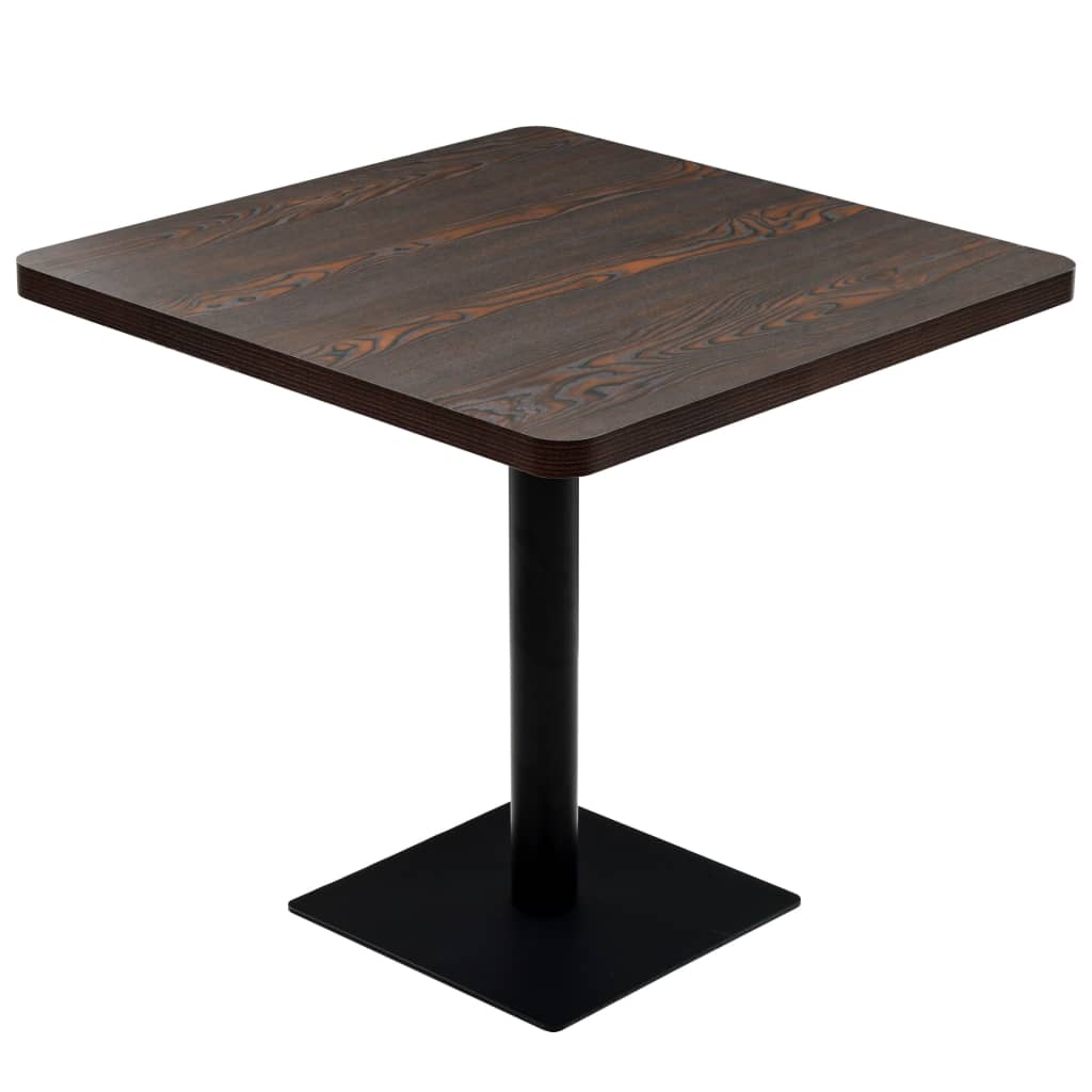 vidaXL Bistro Table MDF and Steel Square 80x80x75 cm Dark Ash