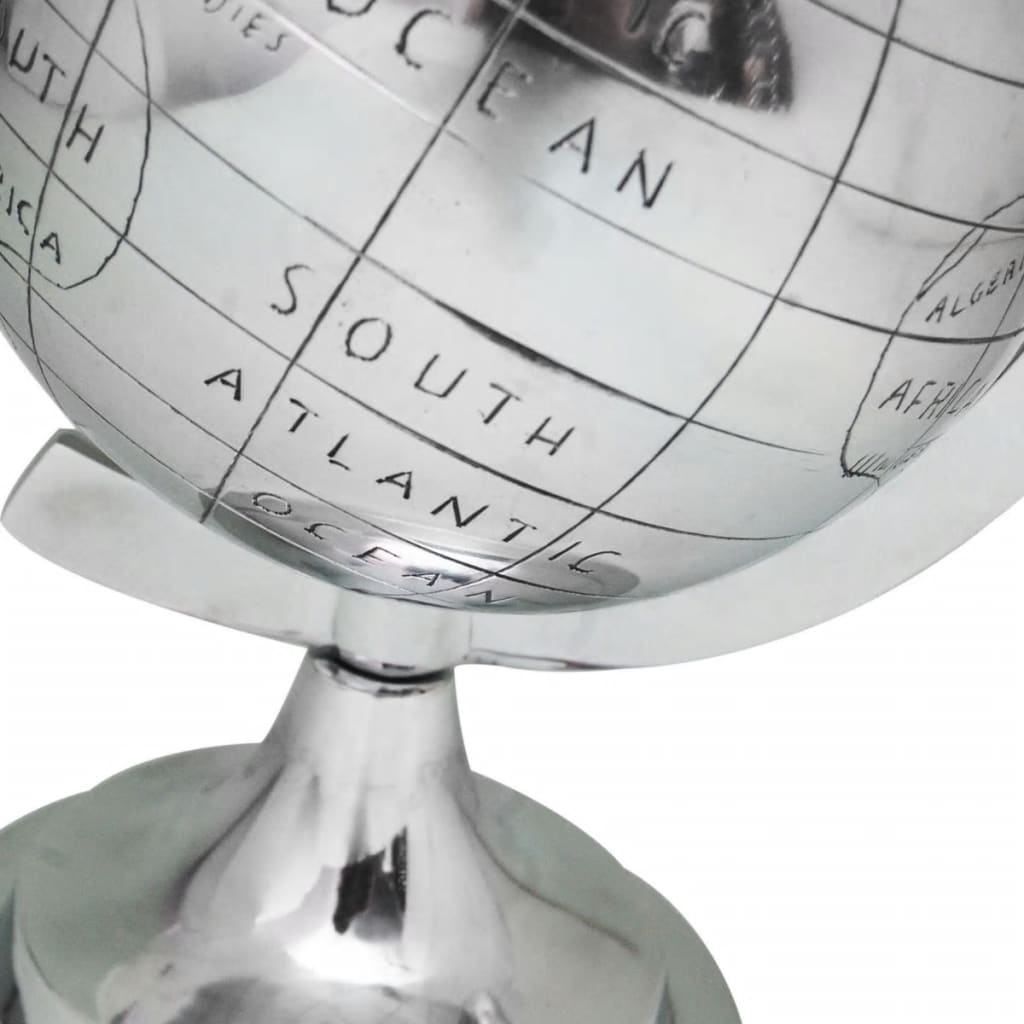 vidaXL Globe with Stand Aluminium Silver 35 cm