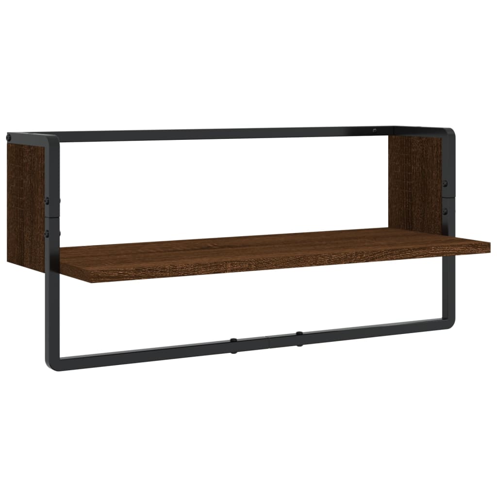 vidaXL 6 Piece Wall Shelf Set with Bars Brown Oak Engineered Wood