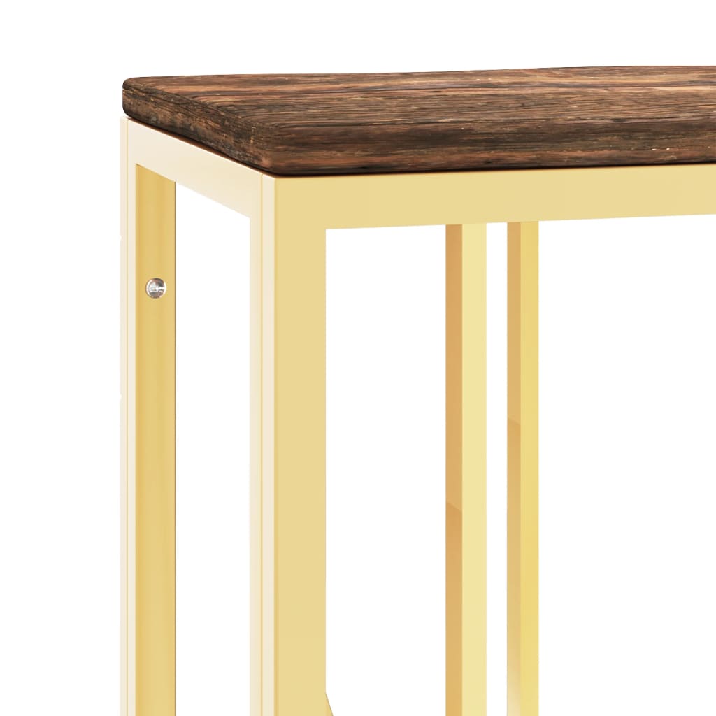 vidaXL Console Table Gold Stainless Steel and Solid Wood Reclaimed