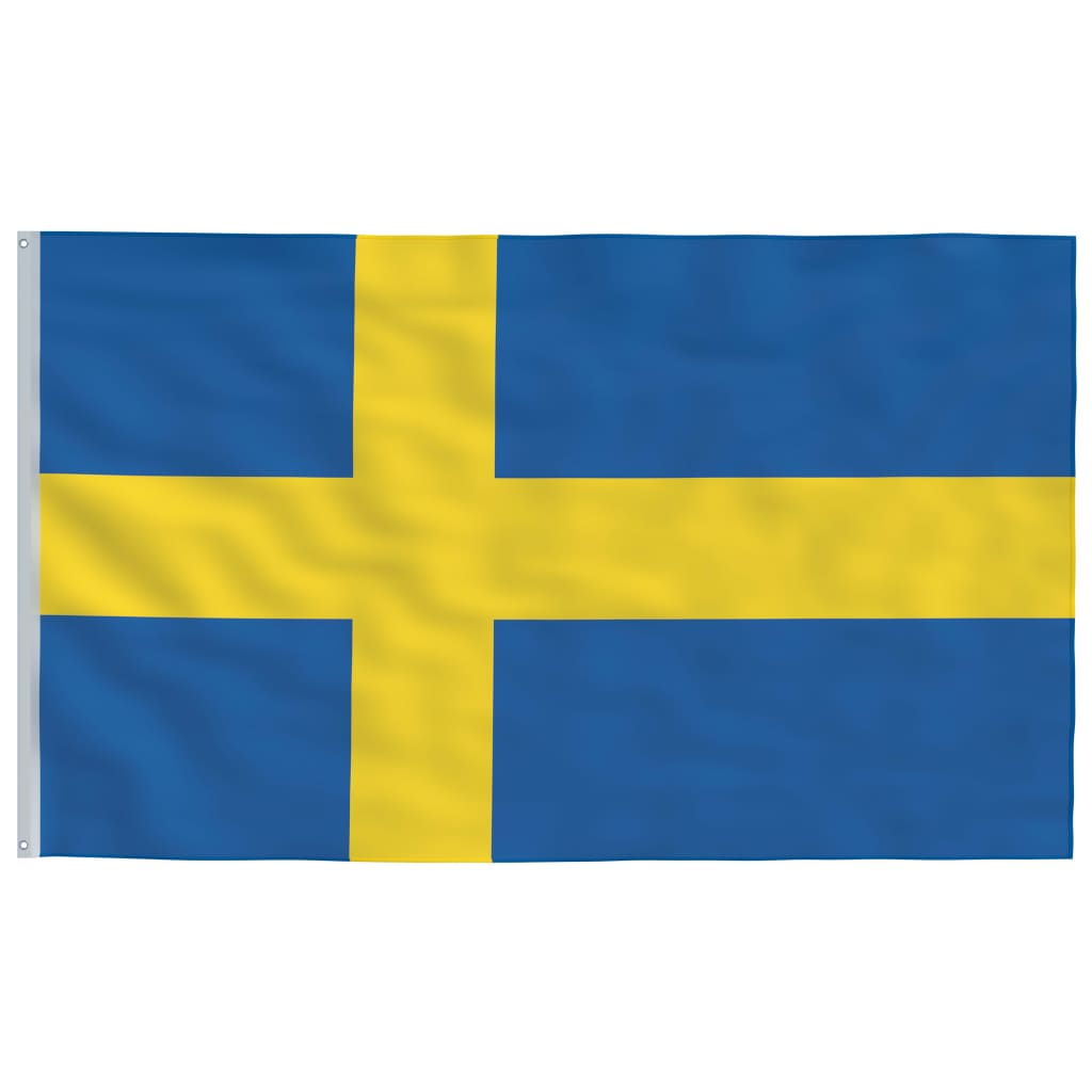 vidaXL Sweden Flag and Pole 5.55 m Aluminium