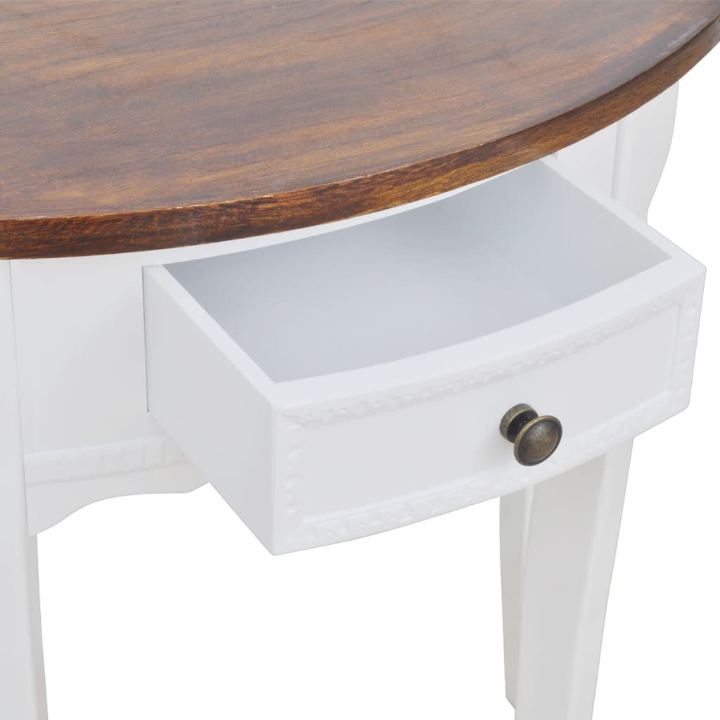 vidaXL Console Table with Drawer and Brown Top Half-round