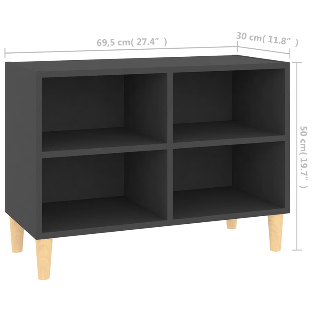 vidaXL TV Cabinet with Solid Wood Legs Grey 69.5x30x50 cm
