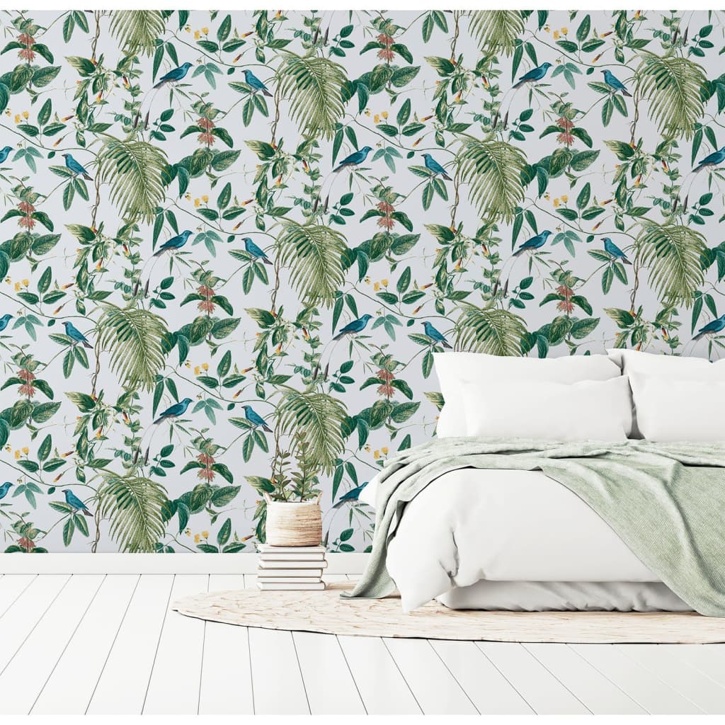 DUTCH WALLCOVERINGS Wallpaper Exotic Garden Blue and Green