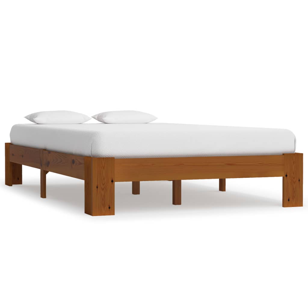 vidaXL Bed Frame Light Brown Solid Pine Wood 120x200 cm | vidaXL.co.uk