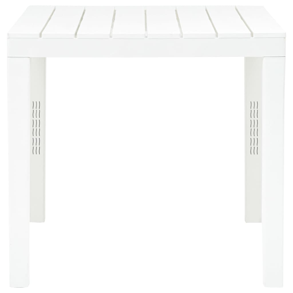 vidaXL Garden Table with 2 Benches Plastic White