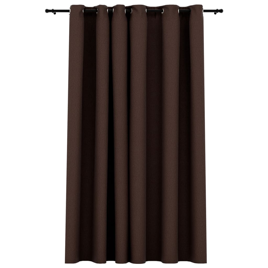 vidaXL Linen-Look Blackout Curtain with Grommets Taupe 290x245cm