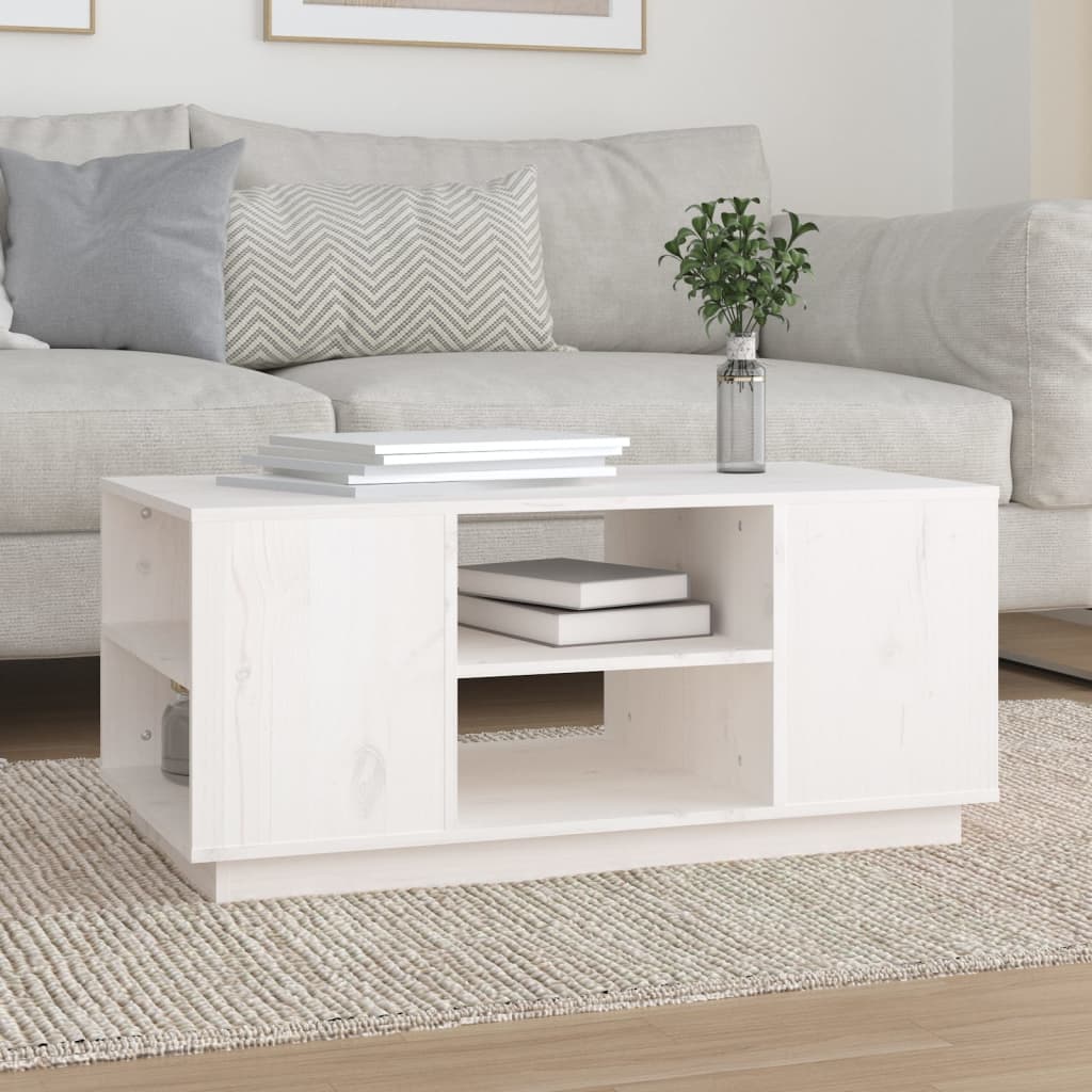 vidaXL Coffee Table White 90x49x40.5 cm Solid Wood Pine
