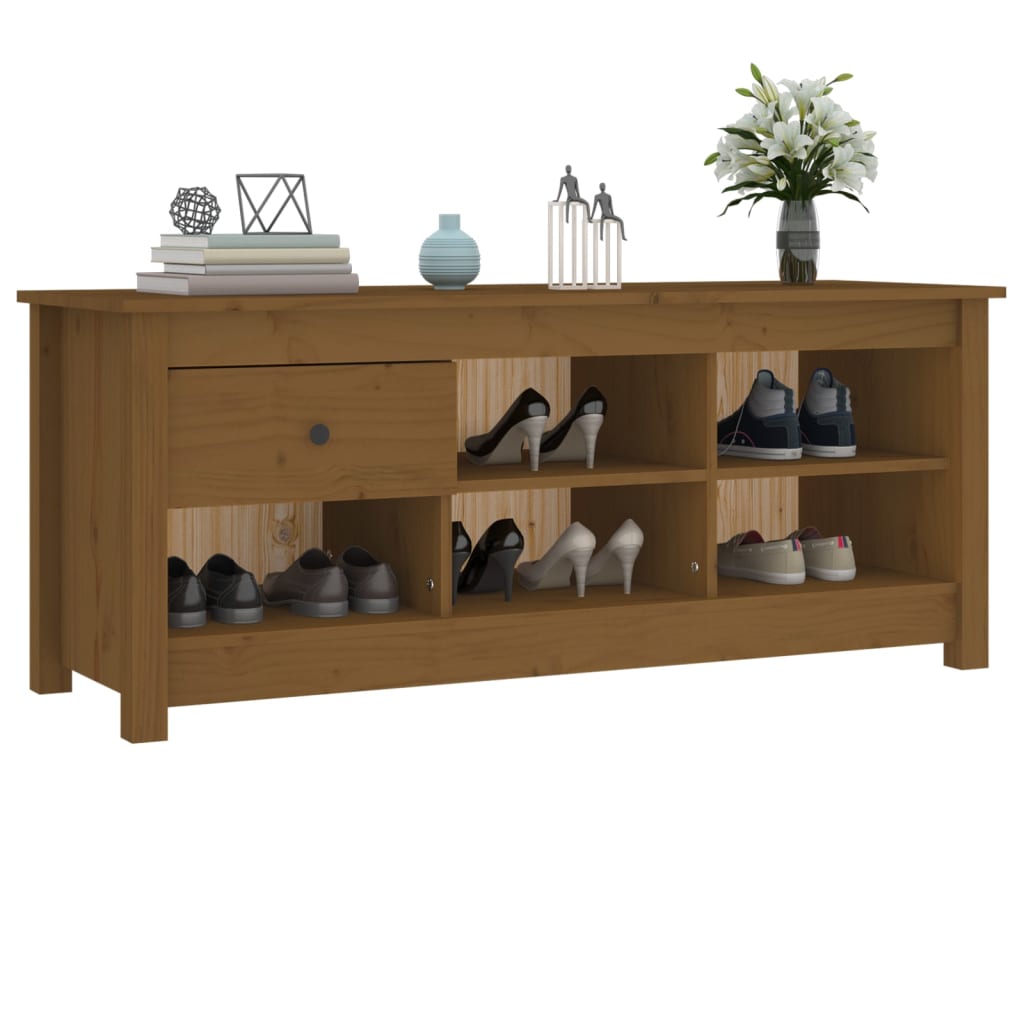vidaXL Shoe Cabinet Honey Brown 110x38x45.5 cm Solid Wood Pine