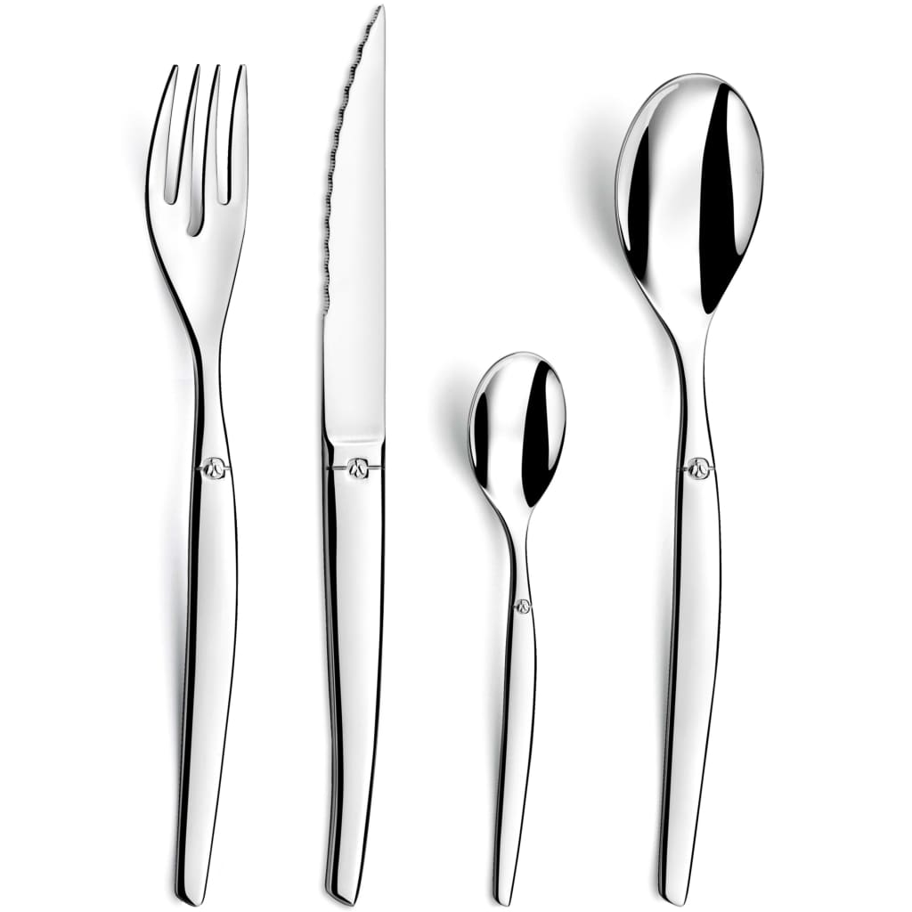 Lou Laguiole 24 Piece Cutlery Set Jet Mirror Silver