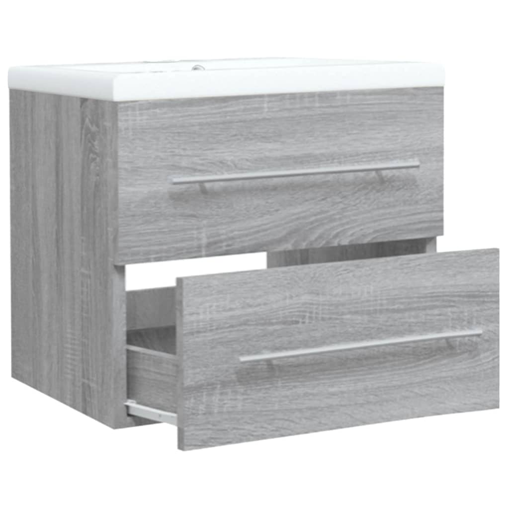 vidaXL Sink Cabinet with Built-in Basin Grey Sonoma Engineered Wood