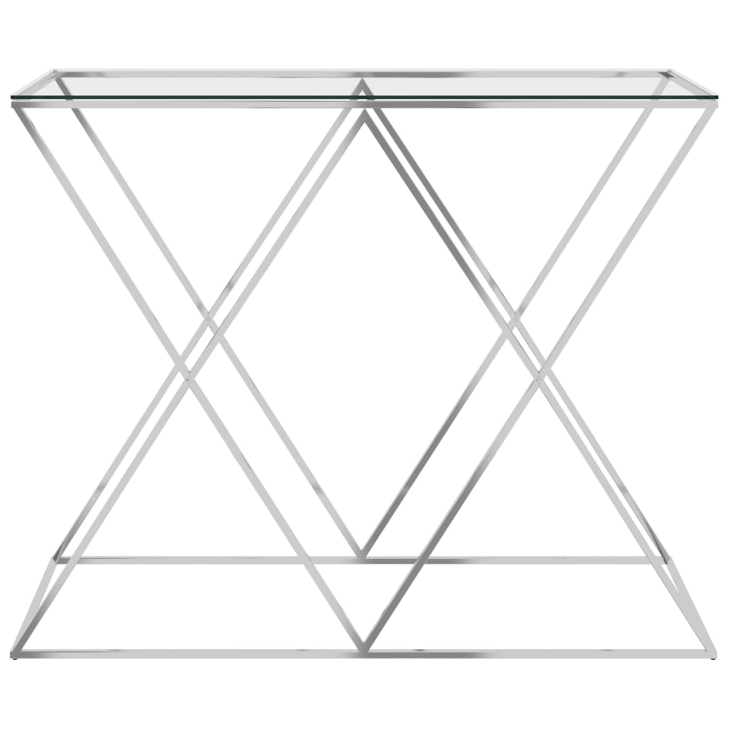 vidaXL Side Table Silver 90x40x75 cm Stainless Steel and Glass