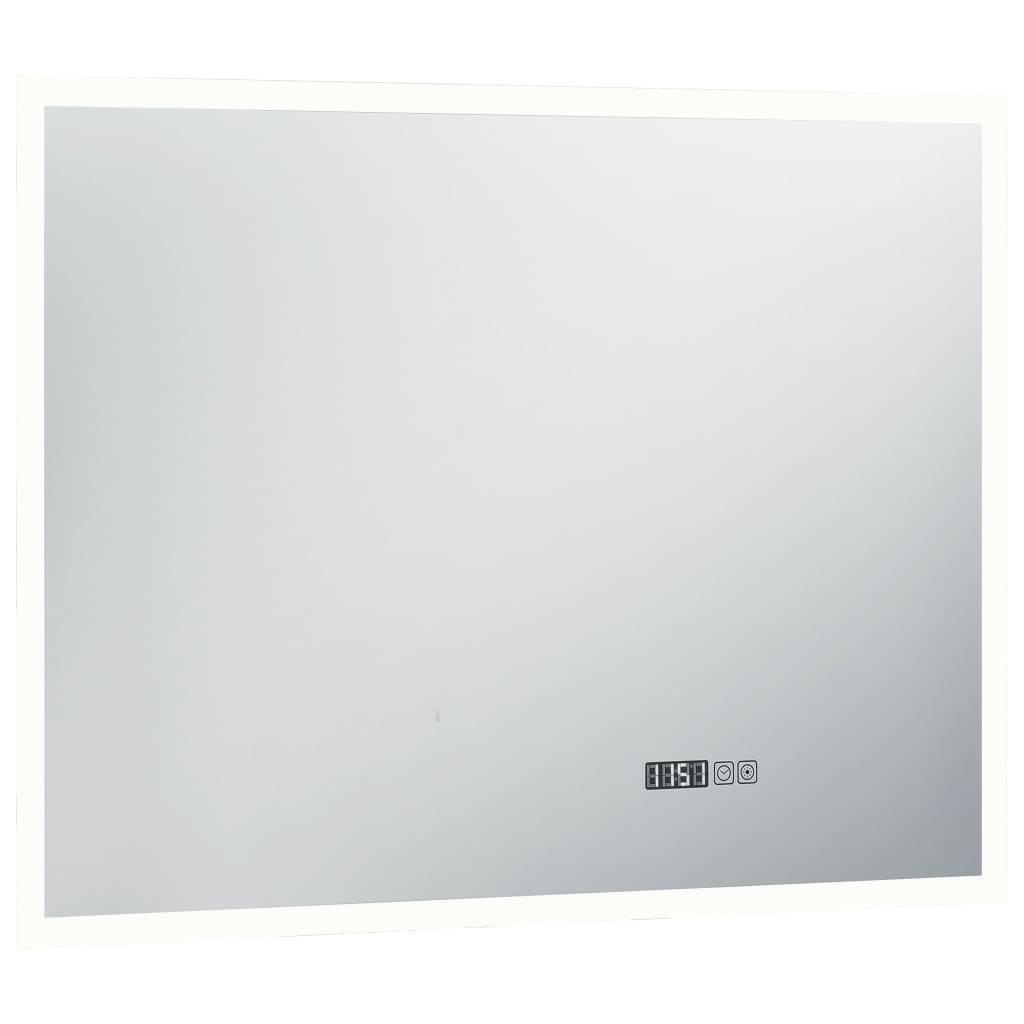 vidaXL Bathroom LED Mirror with Touch Sensor and Time Display 80x60 cm