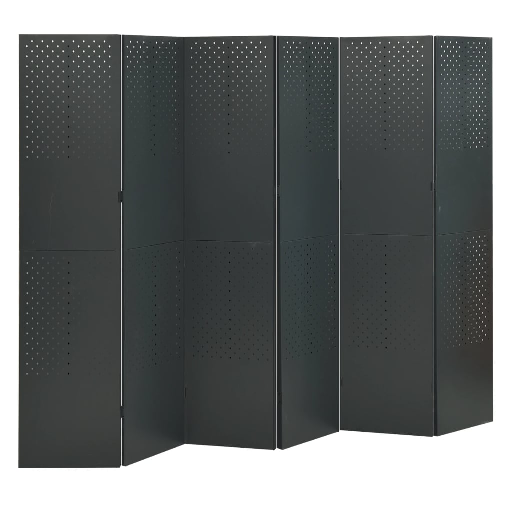 vidaXL 6-Panel Room Dividers 2 pcs Anthracite 240x180 cm Steel
