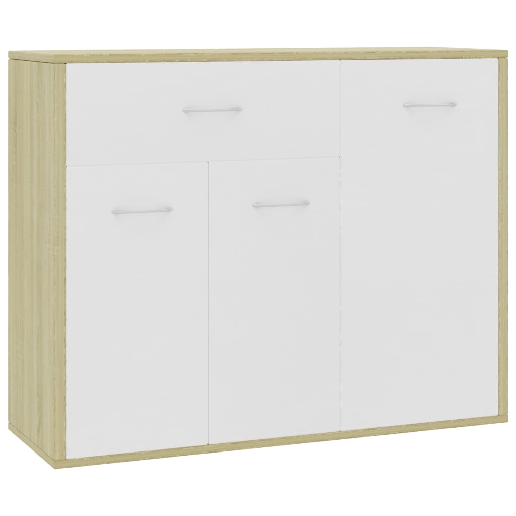 vidaXL Sideboard White and Sonoma Oak 88x30x70 cm Engineered Wood