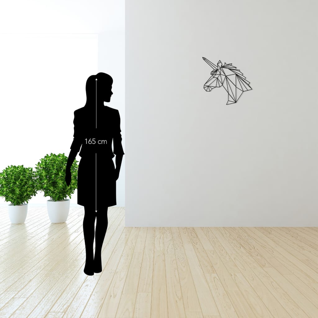 Homemania Wall Decoration Unicorn 53x50 cm Steel Black
