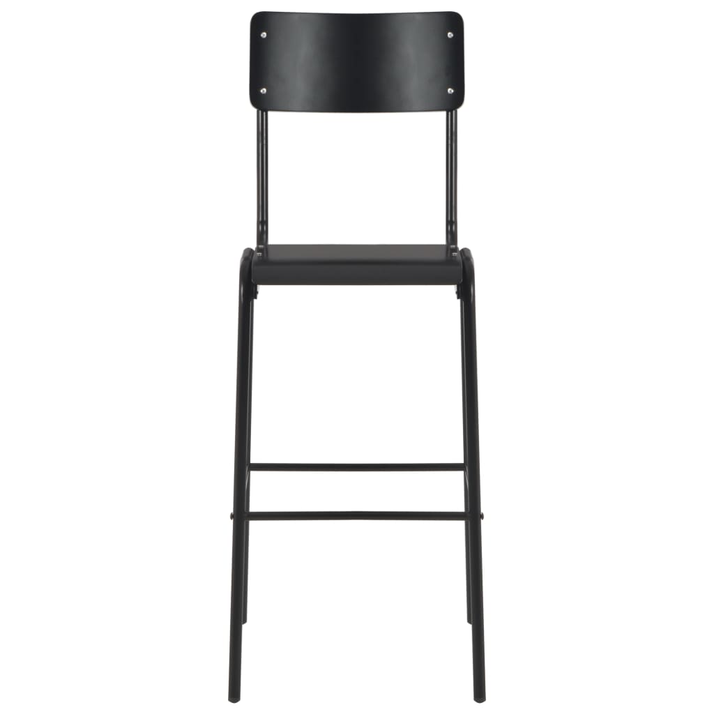 vidaXL Bar Chairs 6 pcs Black Solid Plywood Steel