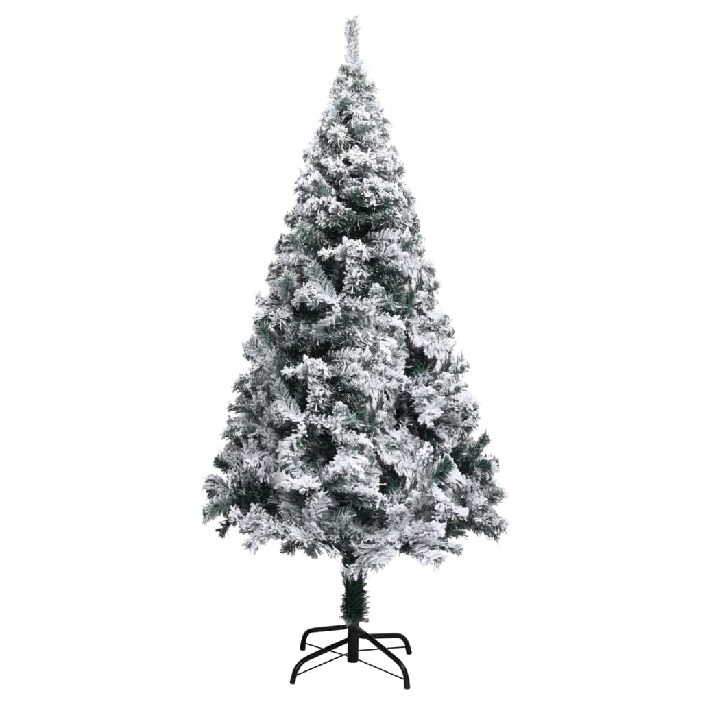vidaXL Artificial Christmas Tree with Flocked Snow Green 150 cm PVC